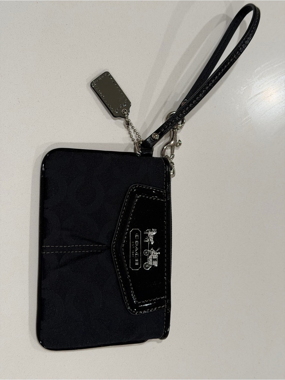Coach Black Signature Small Wristlet
